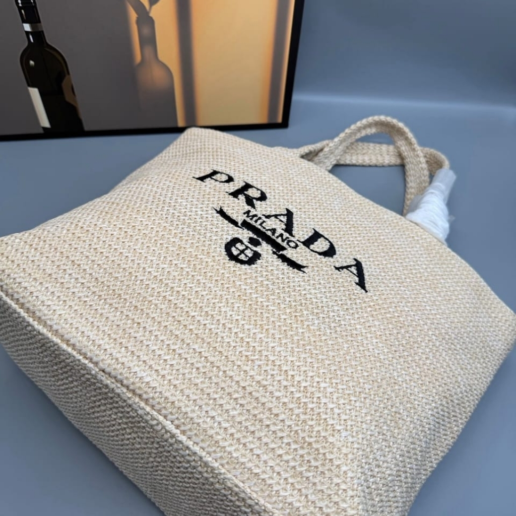 Prada Raffia Tote Bag Natural 32cm 1BG392 2C2T F0018 V OOL - Image 7