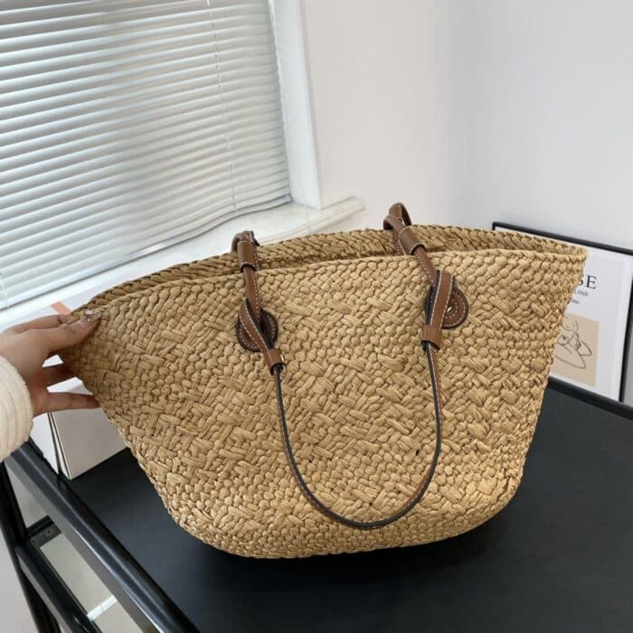 Celine Triomphe Panier Raffia Tan 31cm - Image 4