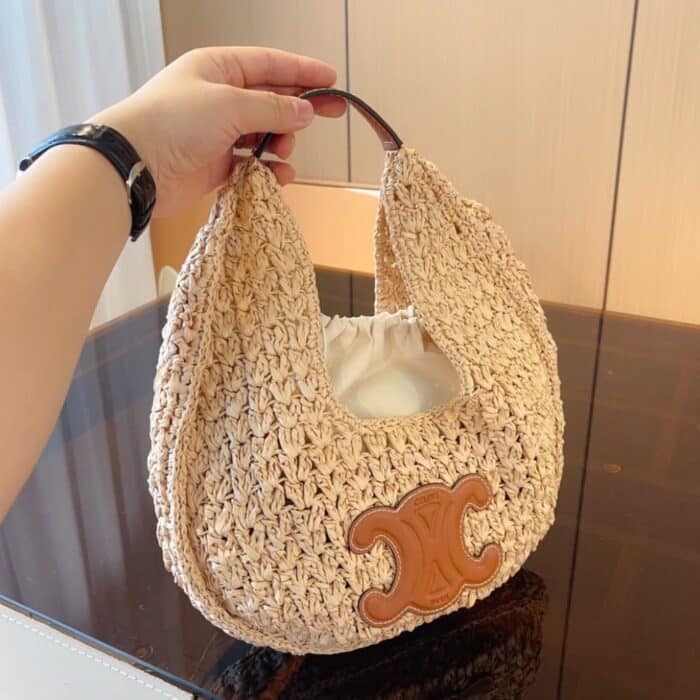 Celine Classic Panier Hobo Bag In Raffia 30cm 112772EYR02NT - Image 3