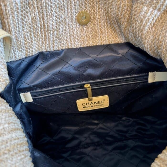 Chanel 22 Straw Gold Tone Metal Bag 35cm - Image 6
