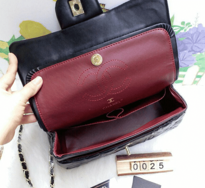 Chanel Flap Bag with Camellia Flower Chain Black 26cm - Image 2