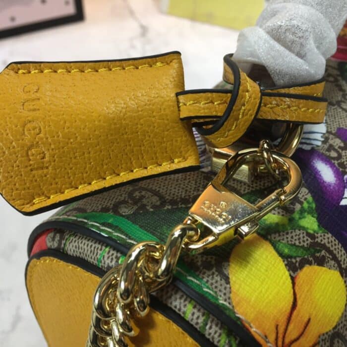 Gucci GG Supreme Flora Padlock Bamboo Handle Bag 24cm - Image 3