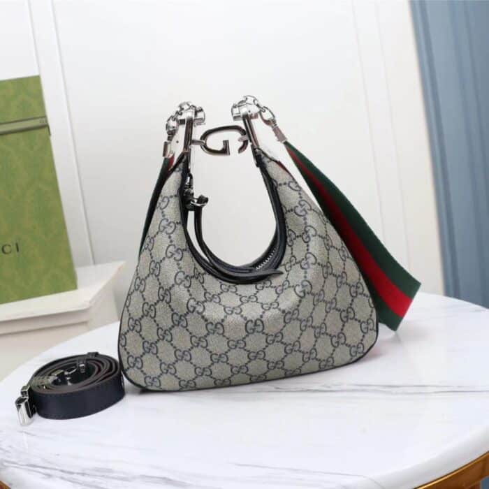 Gucci GG Attache Shoulder Bag Beige And Blue 23cm 699409 96GRN 4082 - Image 2