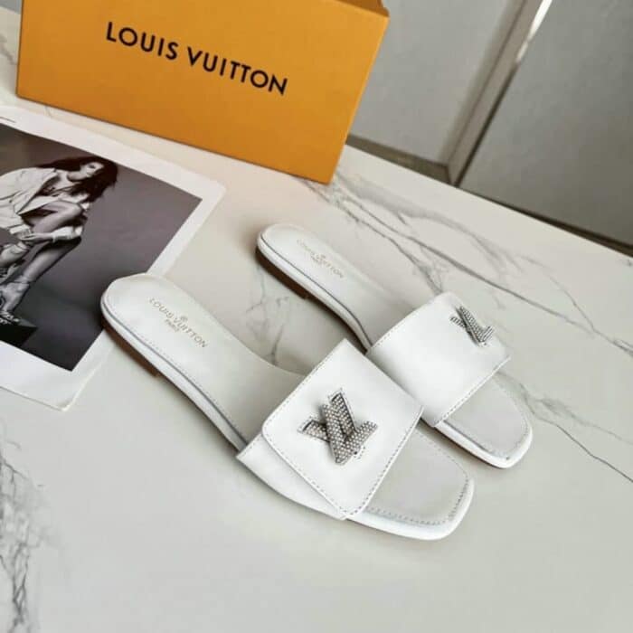 Louis Vuitton Shake Peep Toe Slide In White - Image 2