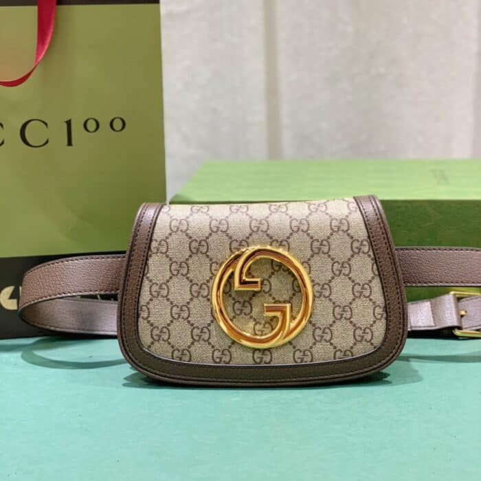 Gucci Blondie Leather Trimmed Belt Bag Brown 28cm - Image 2