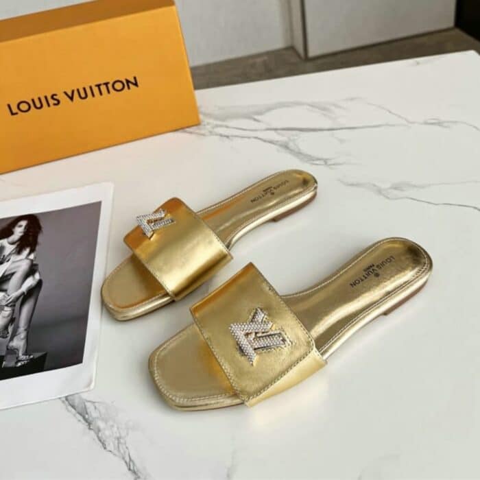 Louis Vuitton Shake Peep Toe Slide In Gold 1AB2R7 - Image 5