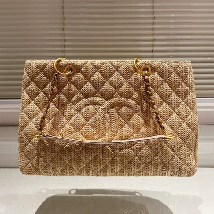 Chanel Grand Shopping Tote Straw Bag 38cm - Image 4