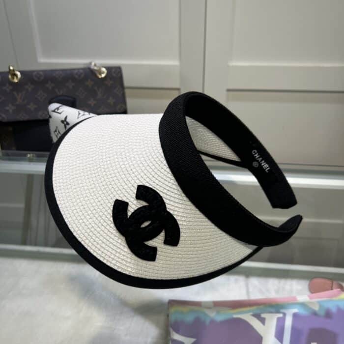 Chanel Straw CC Visor Hat White - Image 2