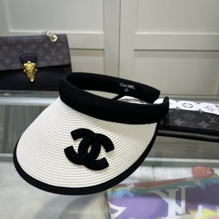Chanel Straw CC Visor Hat White - Image 3