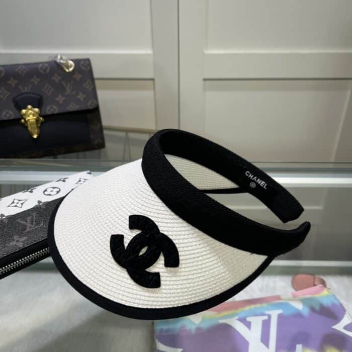 Chanel Straw CC Visor Hat White - Image 4