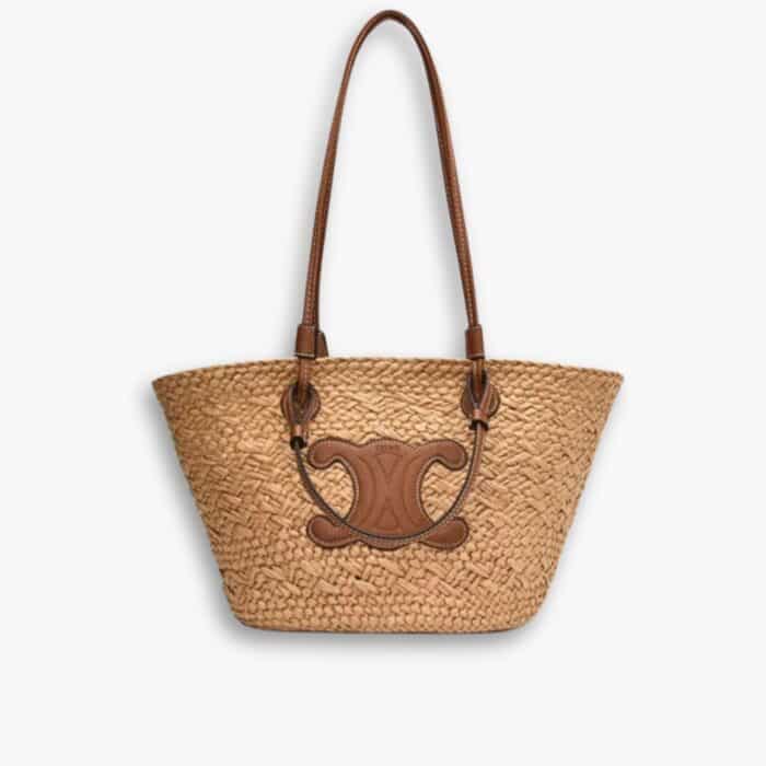 Celine Triomphe Panier Raffia Tan 31cm
