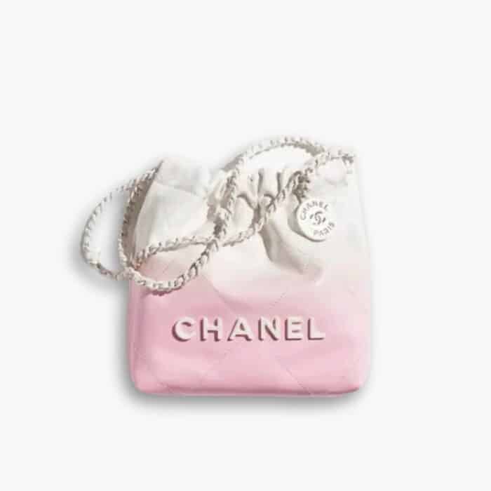 Chanel 22 Mini Handbag in Patent Gradient Leather Pink 20cm