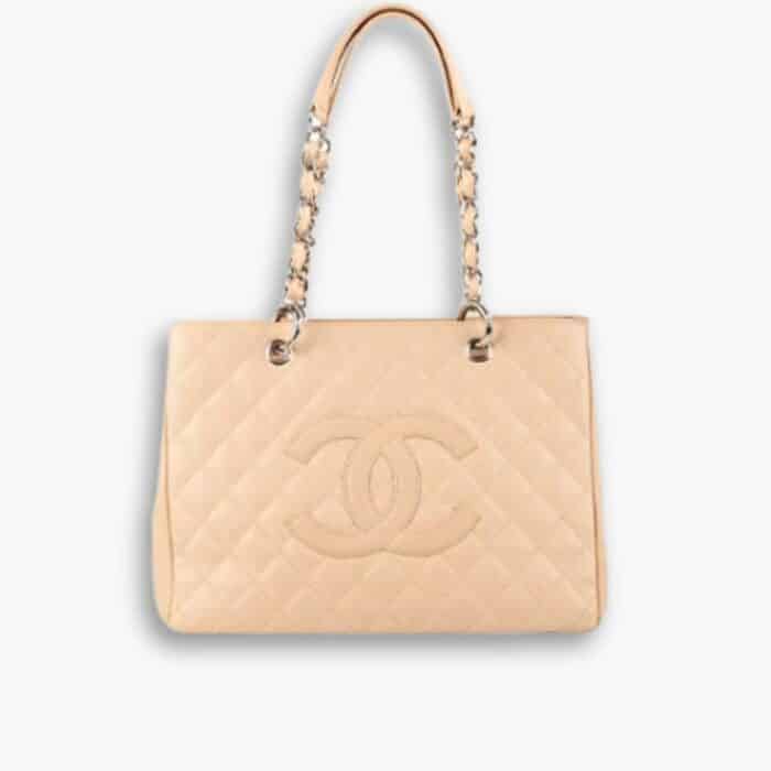 Chanel Grand Shopping Bag Caviar Beige 34cm