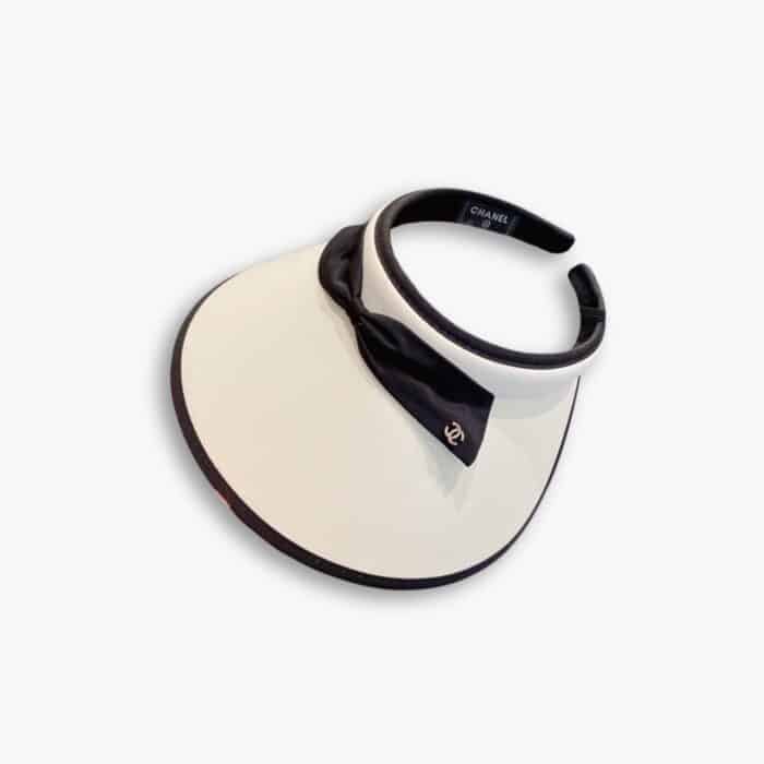 Chanel Bow Tie Visor Hat White