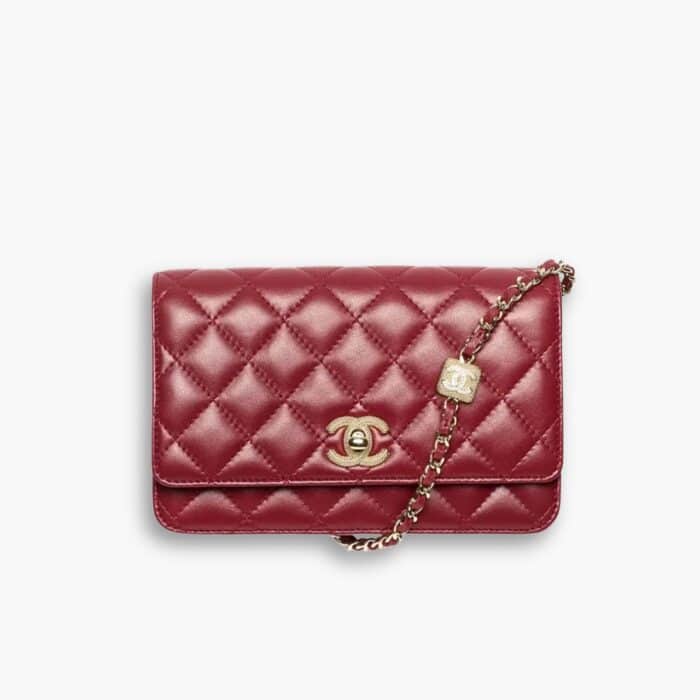 Chanel Wallet On Chain With Diamond Burgundy 20cm AP4299 B18216 NZV44