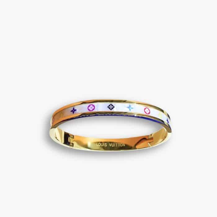 Louis Vuitton Gold Multicolor Monogram Bangle