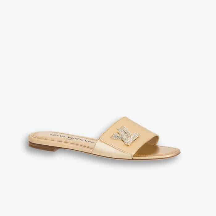 Louis Vuitton Shake Peep Toe Slide In Gold 1AB2R7