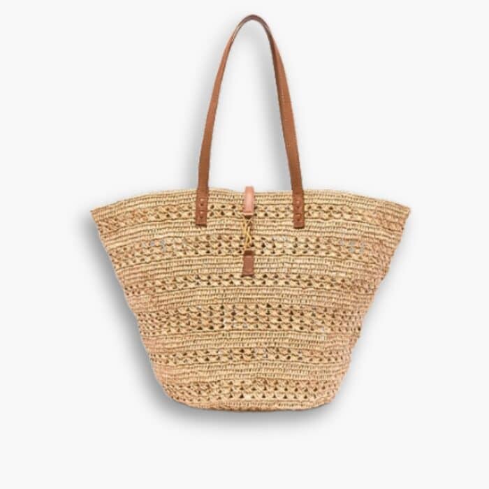 Saint Laurent Panier Raffia Natural Brown 41cm 688221 GAAAC 2080