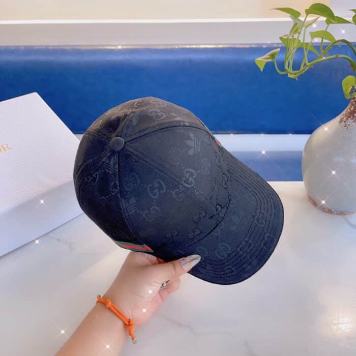 Gucci X Adidas Baseball Cap Hat Black - Image 4