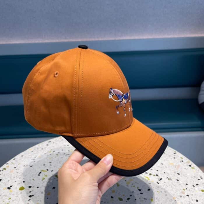 Hermes Baseball Cap Horse Hat Orange - Image 3