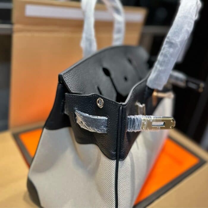 Hermes Birkin 25 Toile H Black 25cm - Image 4