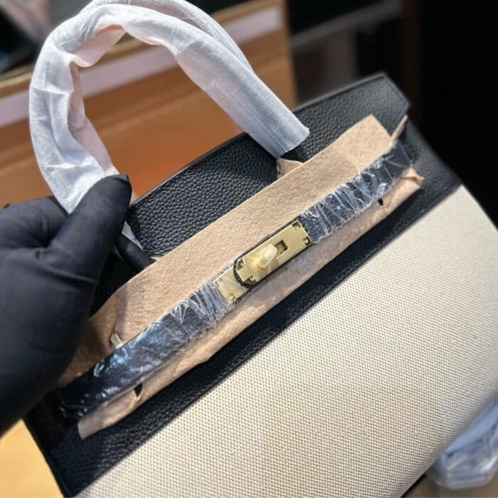 Hermes Birkin 25 Toile H Black 25cm - Image 7