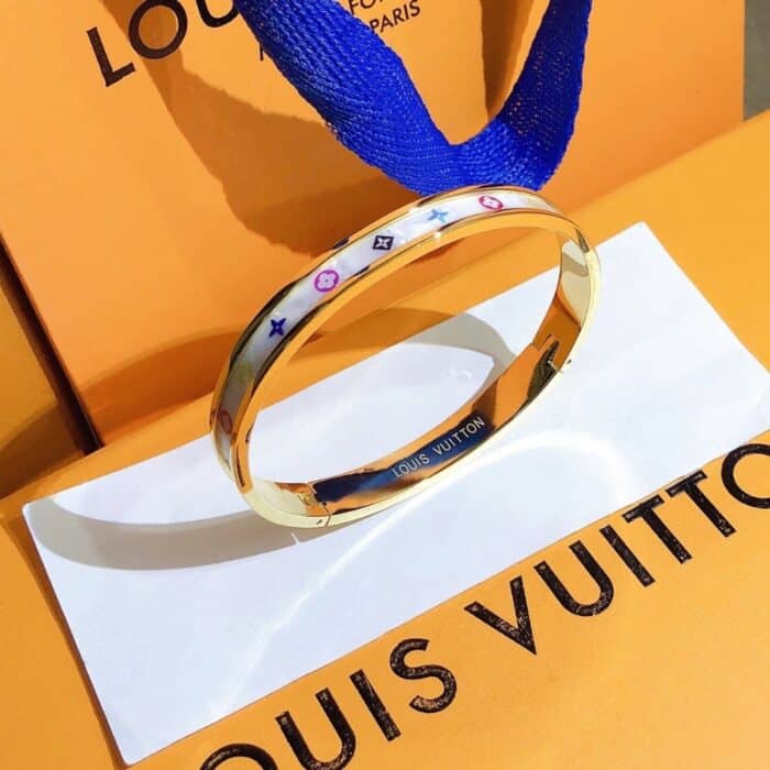 Louis Vuitton Gold Multicolor Monogram Bangle - Image 3