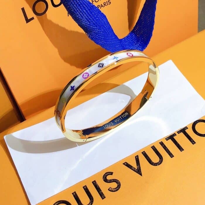 Louis Vuitton Gold Multicolor Monogram Bangle - Image 4
