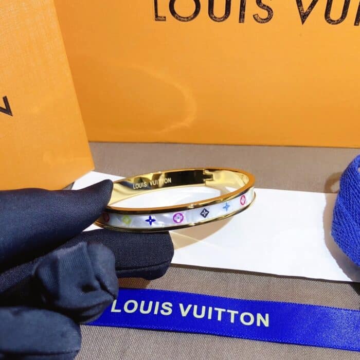Louis Vuitton Gold Multicolor Monogram Bangle - Image 5
