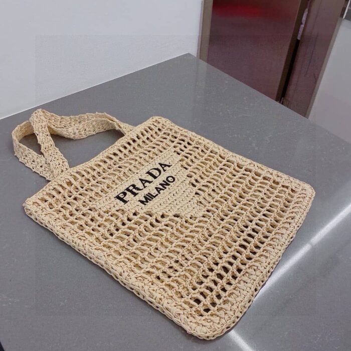 Prada Crochet Tote Bag Natural 38cm 1BG393 2C2T F0018 V OOO - Image 6