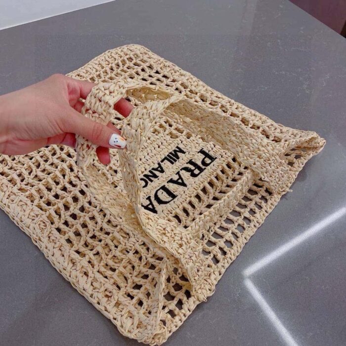 Prada Crochet Tote Bag Natural 38cm 1BG393 2C2T F0018 V OOO - Image 5