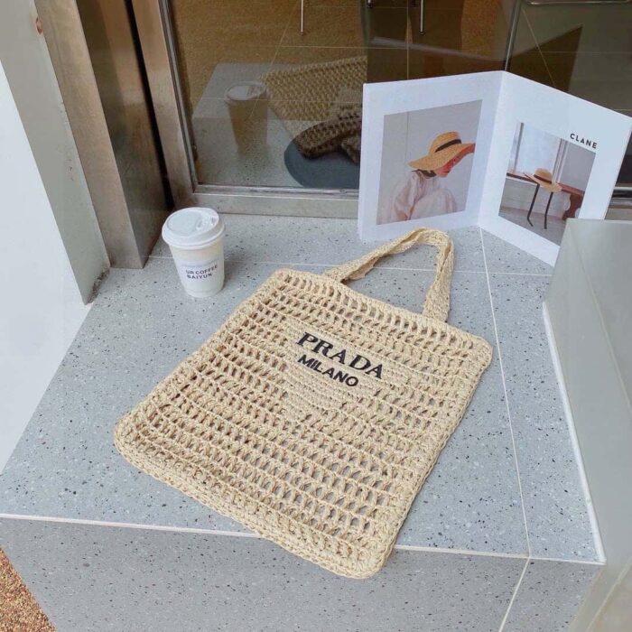 Prada Crochet Tote Bag Natural 38cm 1BG393 2C2T F0018 V OOO - Image 3