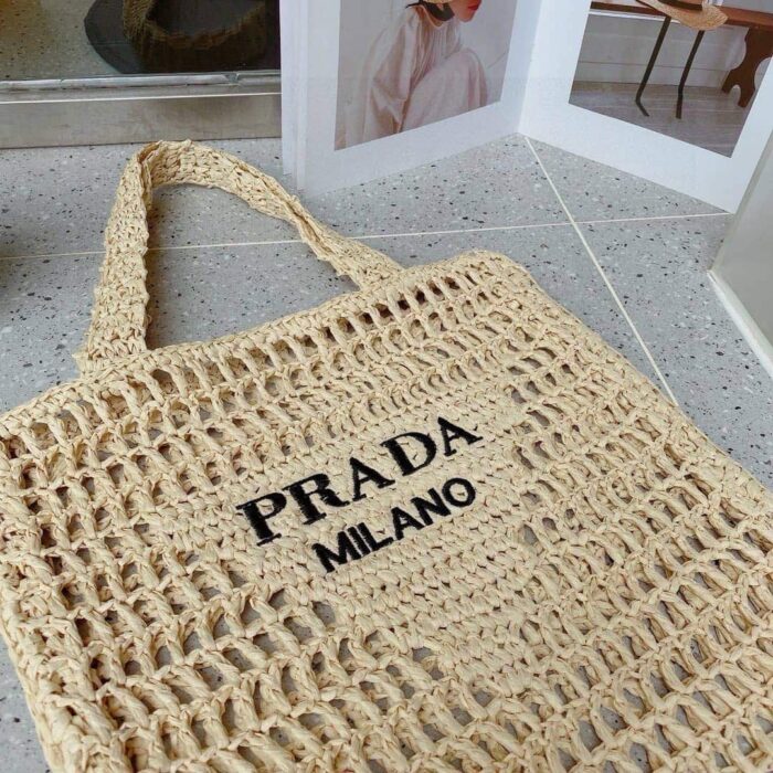 Prada Crochet Tote Bag Natural 38cm 1BG393 2C2T F0018 V OOO - Image 2