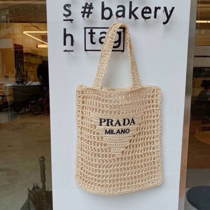 Prada Crochet Tote Bag Natural 38cm 1BG393 2C2T F0018 V OOO - Image 8