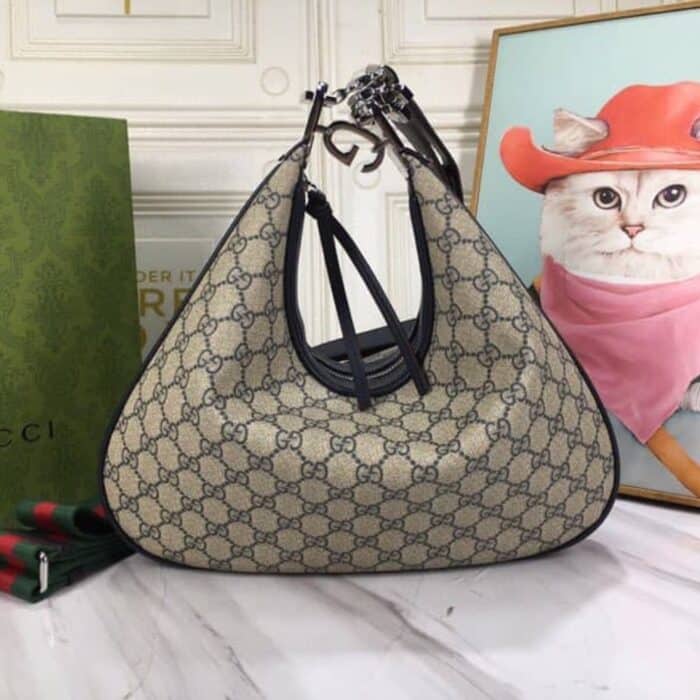 Gucci GG Attache Large Shoulder Bag Beige And Blue 35cm 702823 96GRN 4082 - Image 6