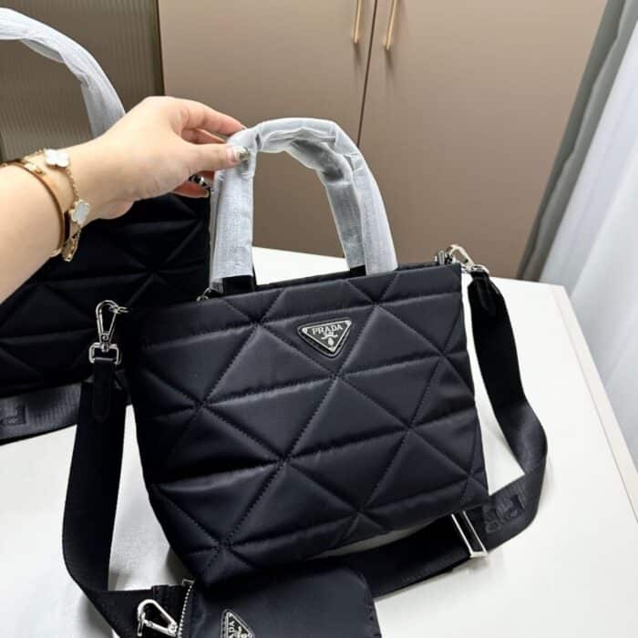 Prada Re Nylon Padded Tote Bag Black 23cm - Image 2