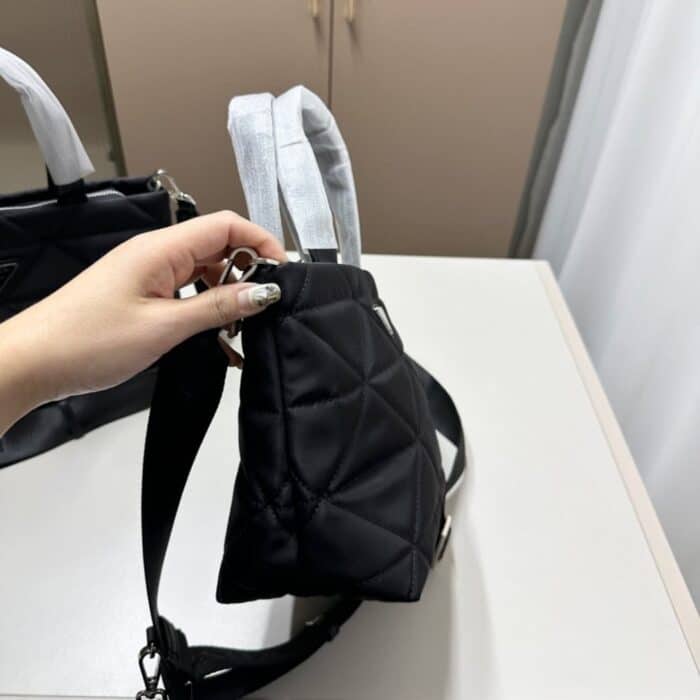 Prada Re Nylon Padded Tote Bag Black 23cm - Image 3