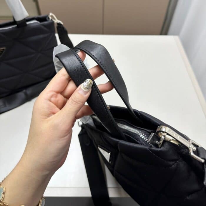 Prada Re Nylon Padded Tote Bag Black 23cm - Image 4