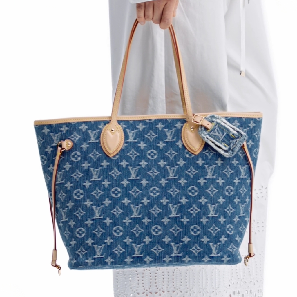 Louis Vuitton Neverfull MM Tote Bag Denim Blue 31Cm M13192 - Image 10