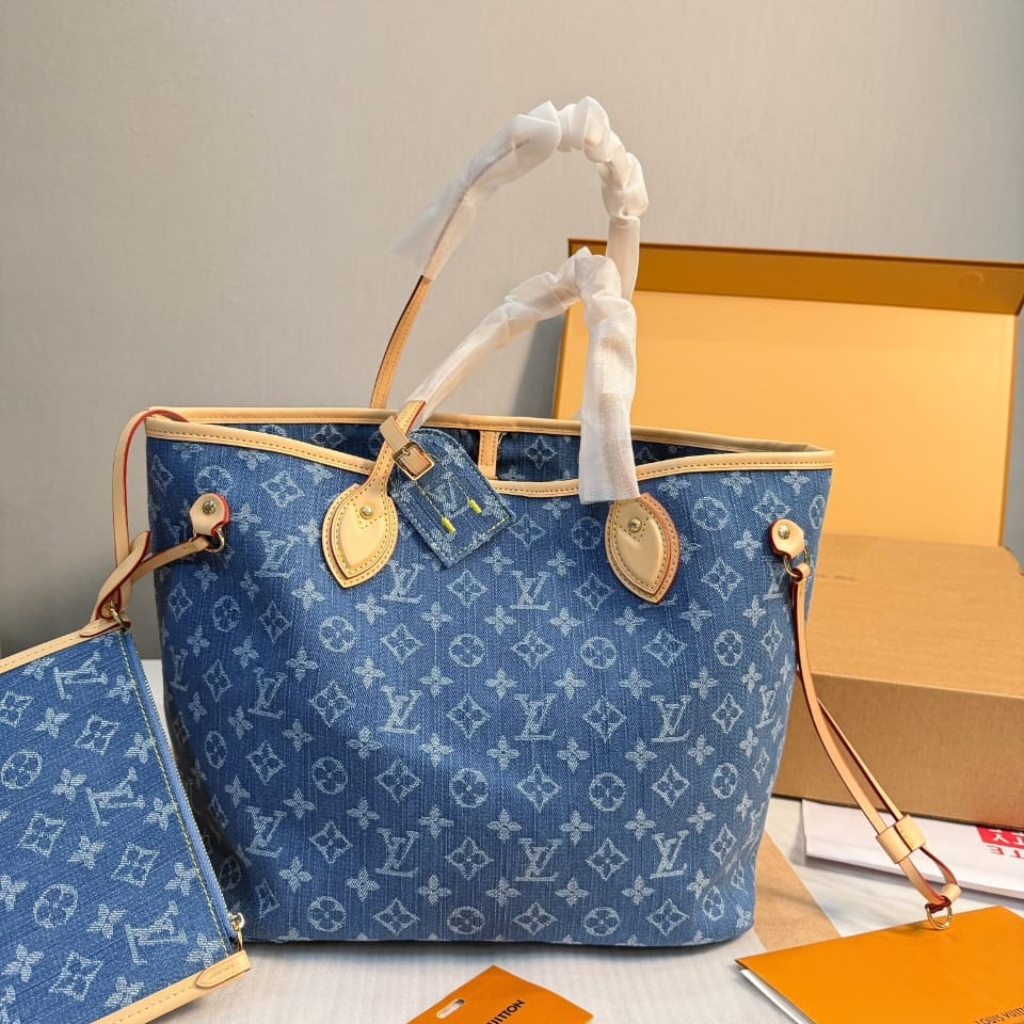 Louis Vuitton Neverfull MM Tote Bag Denim Blue 31Cm M13192 - Image 8