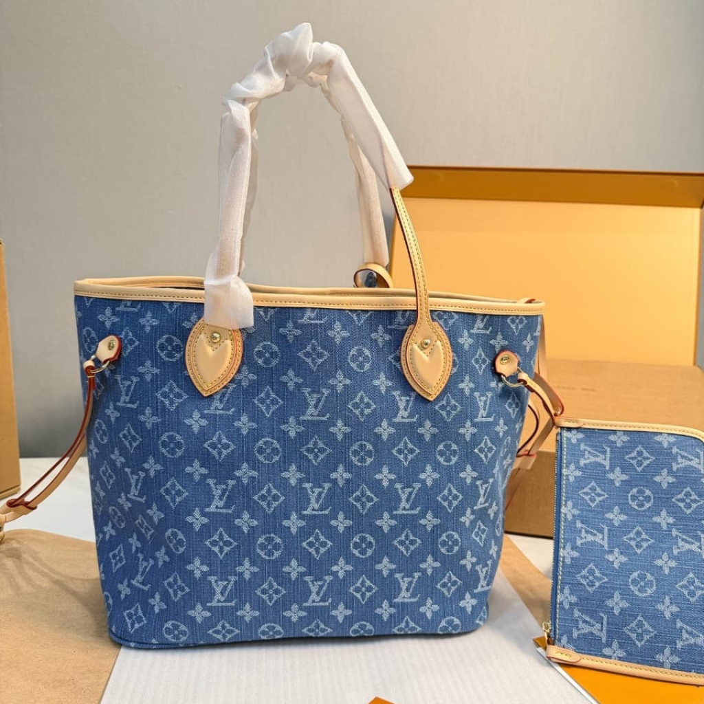 Louis Vuitton Neverfull MM Tote Bag Denim Blue 31Cm M13192 - Image 2