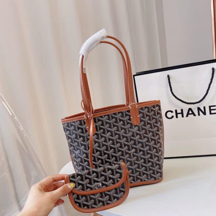 Goyard Anjou Mini Bag Black Tan 21cm ANJOUSMINCG03TY01P - Image 2