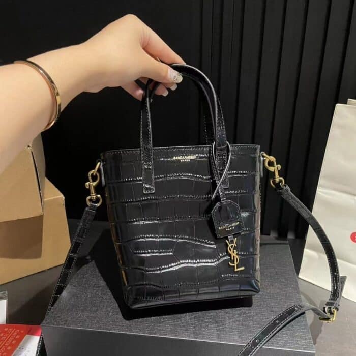 Saint Laurent Toy Shopping Tote Bag Crocodile Black 18cm - Image 3