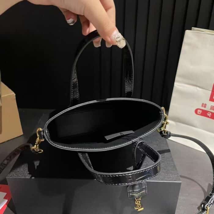 Saint Laurent Toy Shopping Tote Bag Crocodile Black 18cm - Image 5