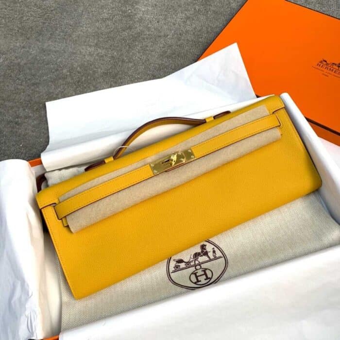 Hermes Kelly Cut Clutch Swift Gold Yellow 28Cm - Image 2
