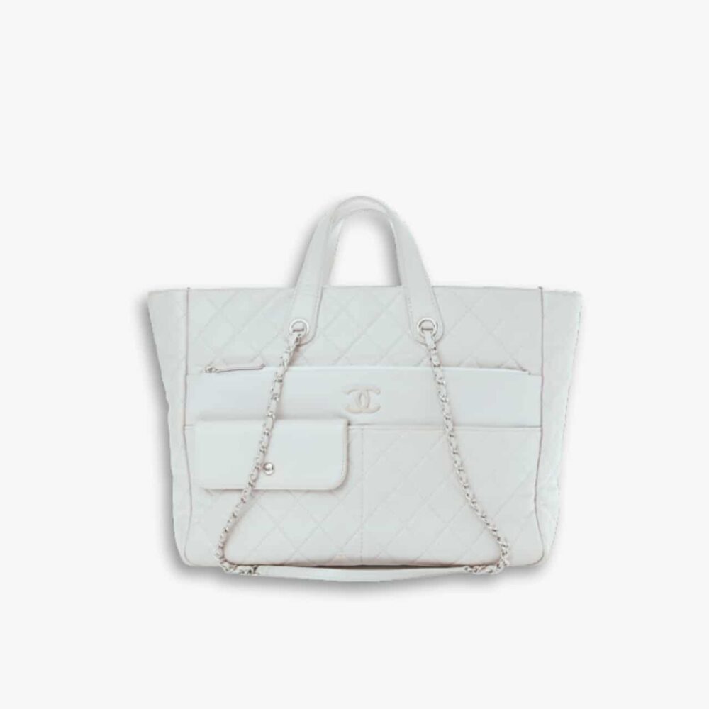 Chanel Ultra Pocket Shopping Tote White 37cm