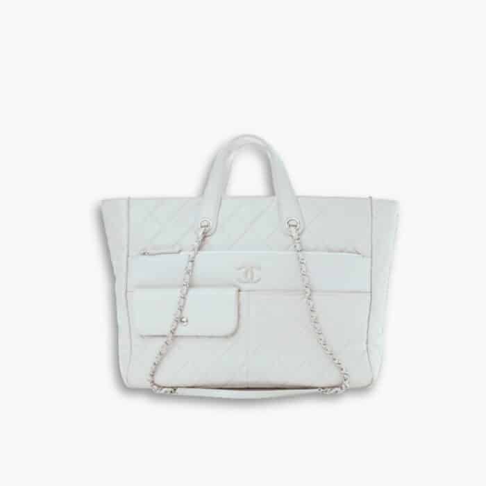 Chanel Ultra Pocket Shopping Tote White 37cm