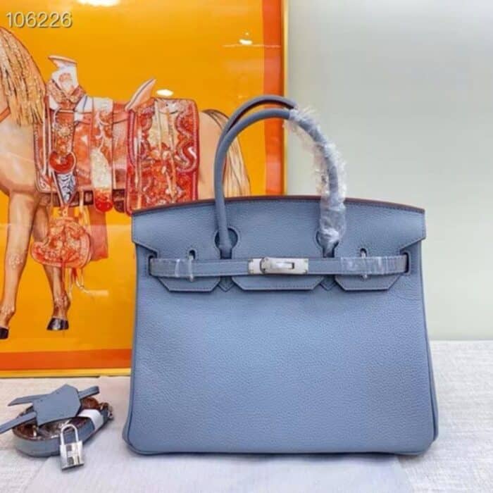 Hermes Birkin 30 Bag Epsom Silver Hardware Blue 30Cm - Image 2