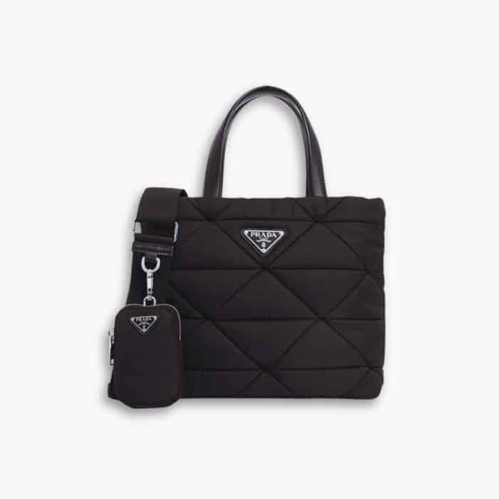 Prada Re Nylon Padded Tote Bag Black 23cm