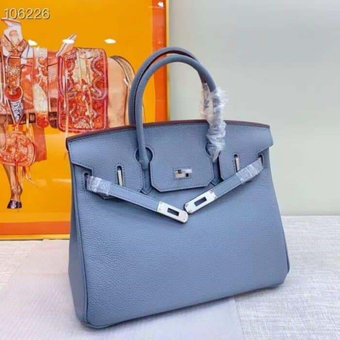 Hermes Birkin 30 Bag Epsom Silver Hardware Blue 30Cm - Image 7